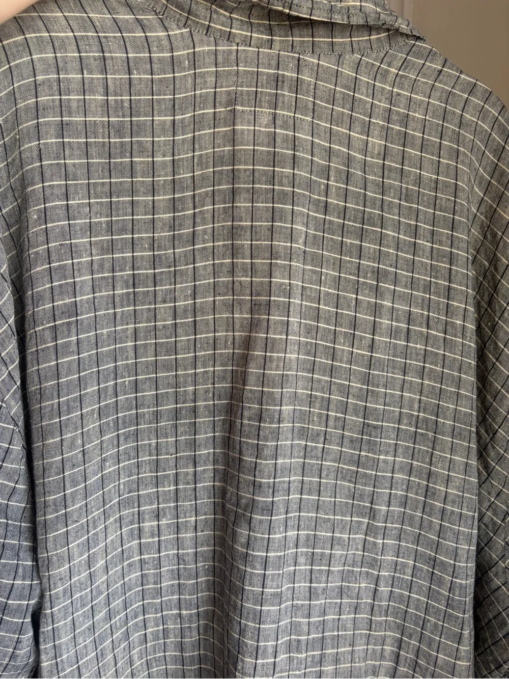 Flax Windowpane Linen Shirt Dress in Gray, black and Cream plaid - Picture 9 of 17